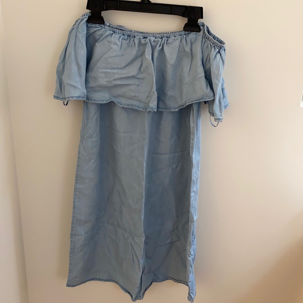 Off shoulder soft denim dress